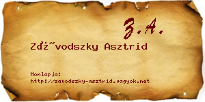 Závodszky Asztrid névjegykártya